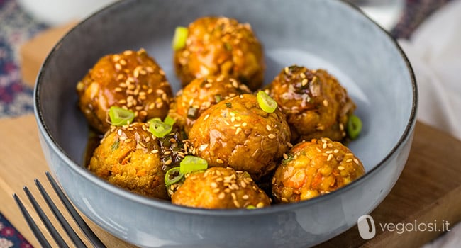Polpette di tofu glassate